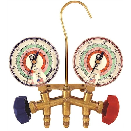 M2 Series Brass 2-Valve Charging Manifold Assembly For R-22, R-404a, And R-410a